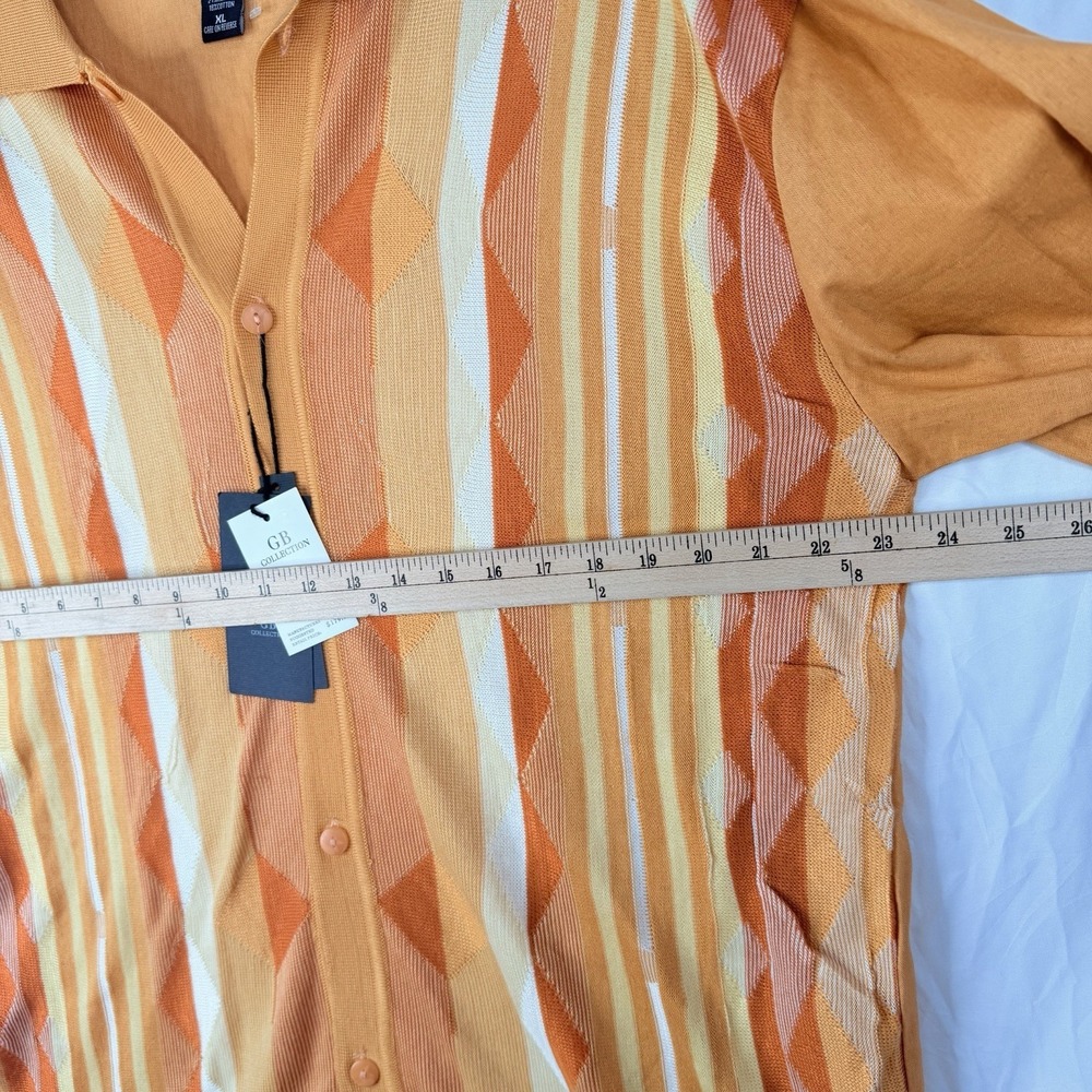G B Collection Men's polo collar button-up placket Linen/acrylic SZ-XL VTG NWI - Picture 9 of 16